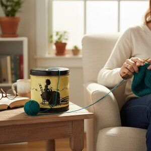 Elegance Unraveled: A Victorian Tale with Yarn and Whiskers A Lady's Yarn Tin